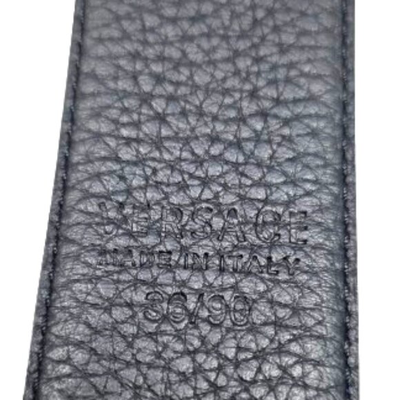 Gianni Versace GV Logo Reversible Leather Belt Ocean Blue/Black - Picture 5 of 6